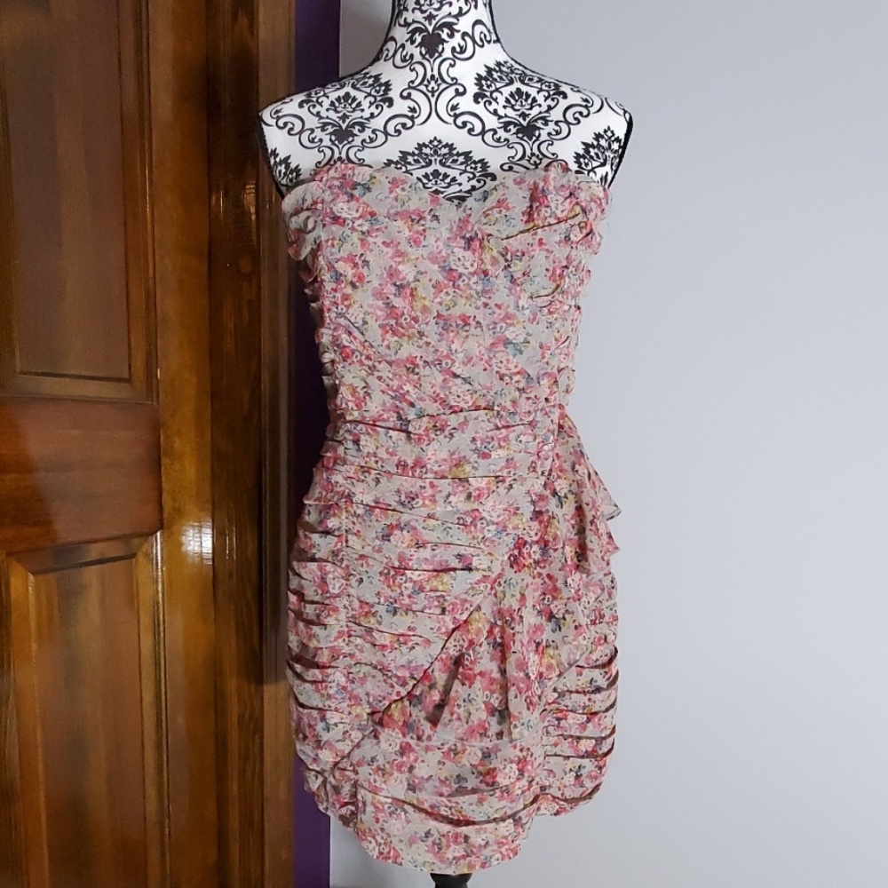 Strapless Pleated Mini-Dress